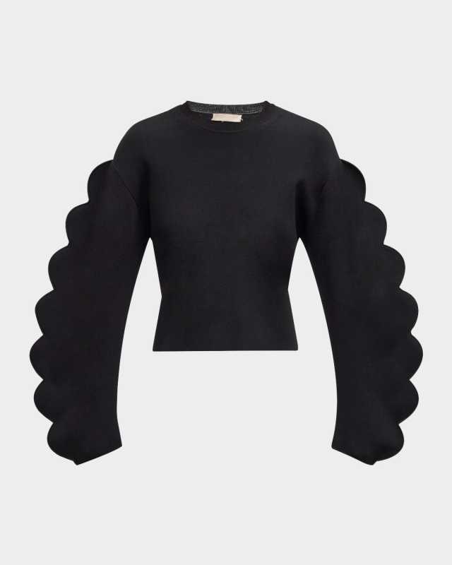 Ivy Scallop-Sleeve Pullov